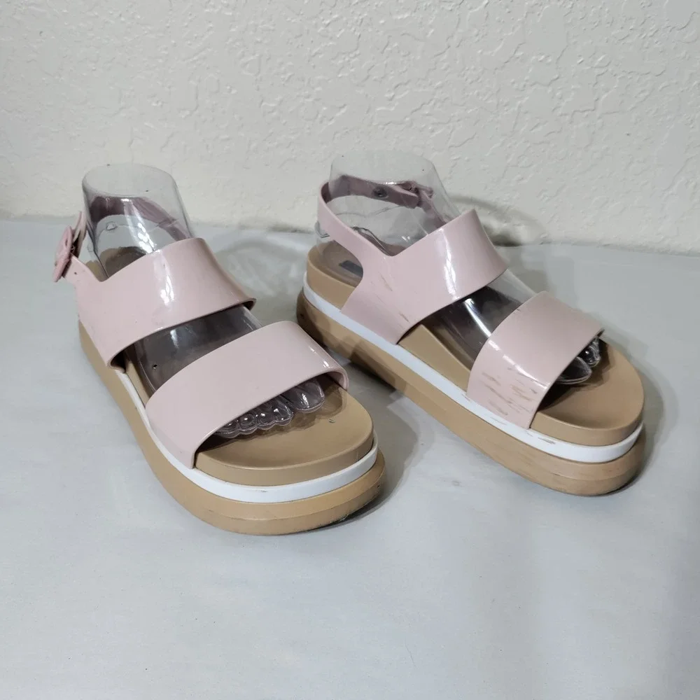 Melissa Mar Pink Jelly Platform Sandals Womens Size 9 Slingback Chunky Shoes